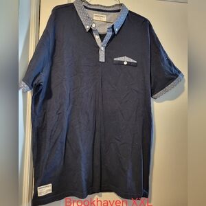 Navy Short-Sleeve Polo with Contrast Dot Trim - XXL